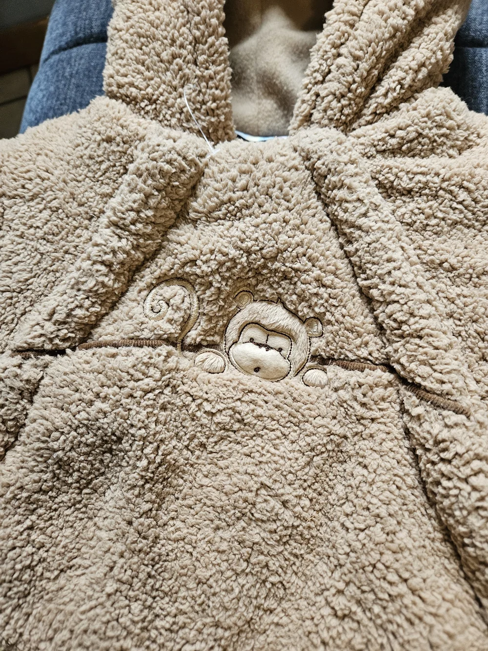Cozy Monkey Teddy Bodysuit Snowsuit One-Piece.